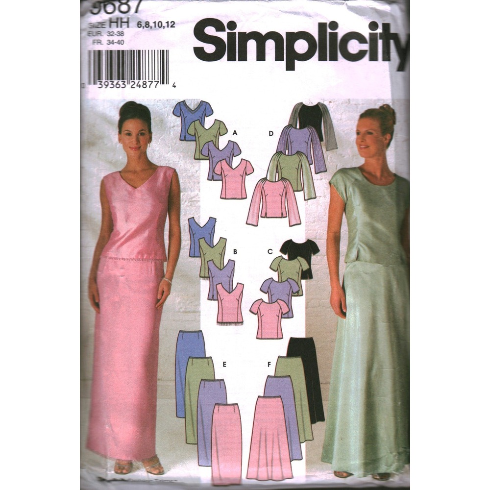 Simplicity 9687 Sewing Pattern Womens Tops Skirts Size 6-12 cut Wardrobe